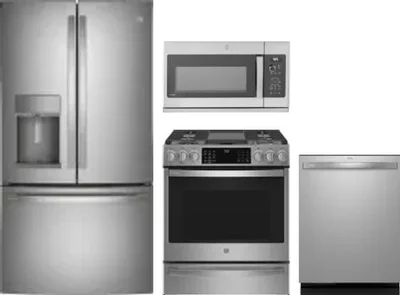4 Piece Package Includes Refrigerator, Range, Microwave And Dishwasher